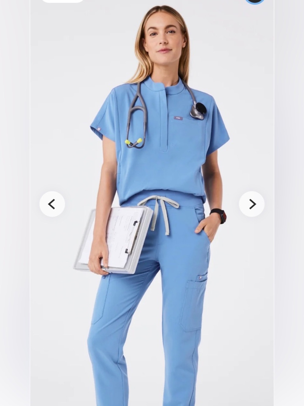 Figs Ceil Blue Scrub SET- Top and Zamora Joggers
